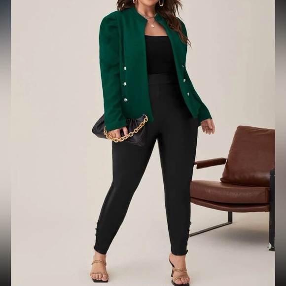 Plus size red puff sleeve jacket - Picture 11 of 13